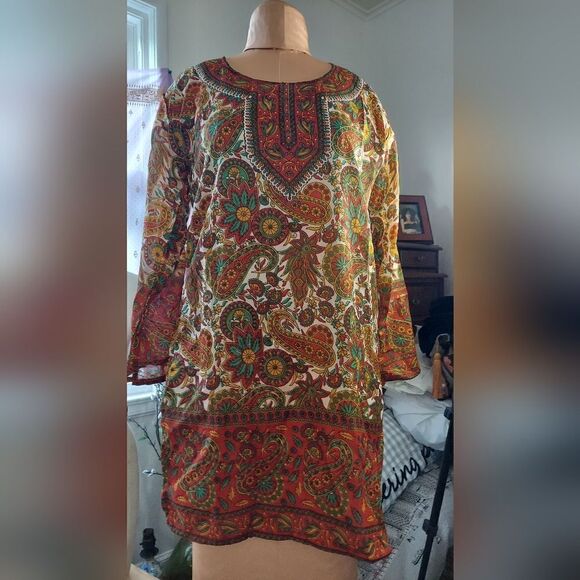 Vintage Sheer Bohemian Tunic Blouse NWOT Size M - Picture 1 of 9